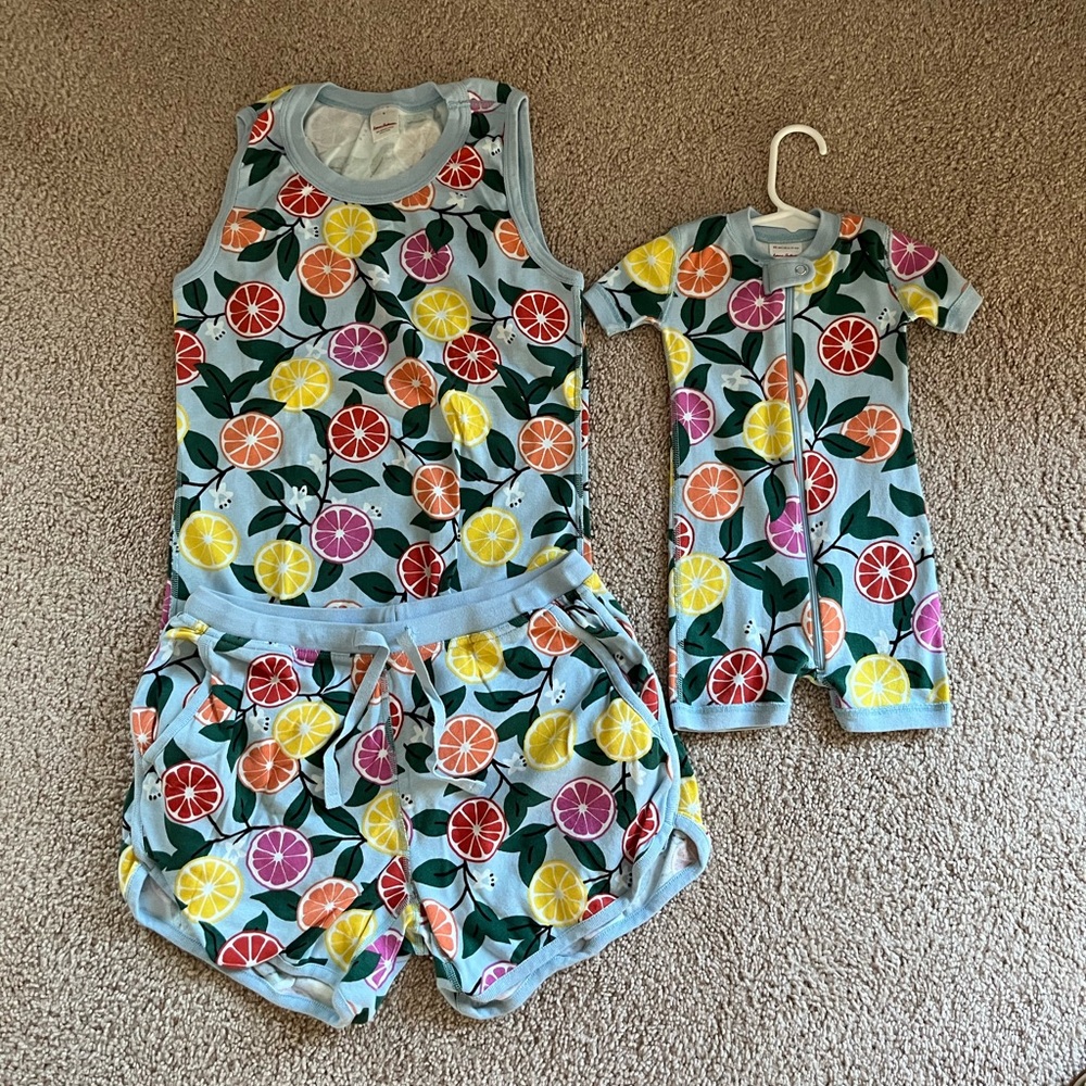 Hanna Andersson Mommy&Me Pjs: tank top and short set with baby onesie 6-12mos